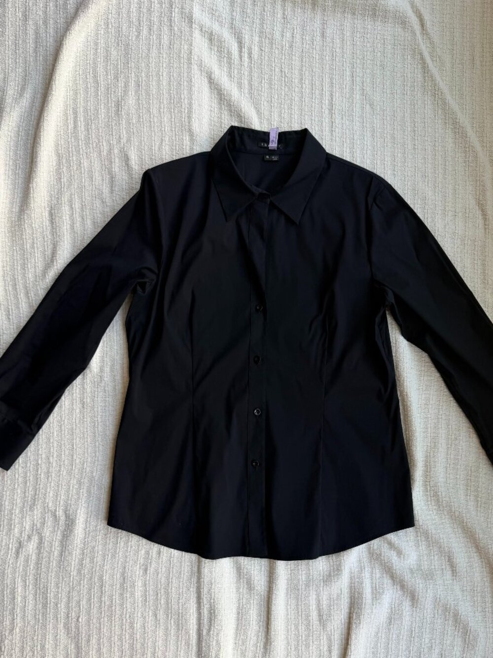 Theory Black Stretch Cotton Button-Down Shirt - Size XL